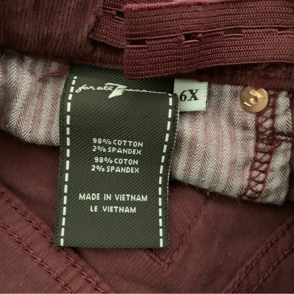 7 For All Mankind Girls Burgundy Velvet Jeans 6X - Picture 5 of 10